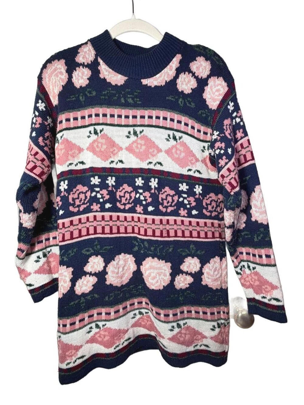 Vintage Rose Fair Isle Oversized Sweater M